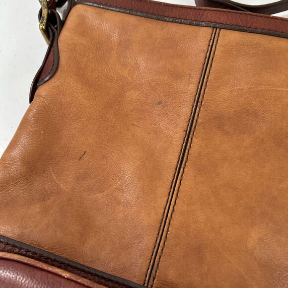 Fossil Crossbody Shoulder Purse Two‎ Tone Brown Lather Bucket Purse - Picture 12 of 15